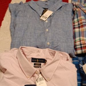 4 New Ralph Lauren polo classic dress shirts, size XXL, colors are posted.